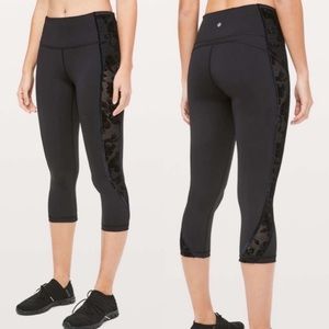 Lululemon Wunder Under Black Floral Leggings